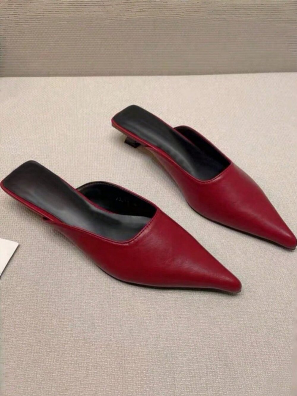Red Party Women's Pointed Toe Mule Low Heel Backless Slip-On Sandals